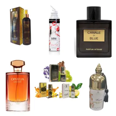 Fragrance World Ophylia Legend + Fragrance World Canale Di Blue Parfum Intense + 3 μίνι αρωματικά έλαια + My Perfumes Lustrous Collection Dress Up Women + Otoori Oud + My Perfumes Haisum by Arabiyat 