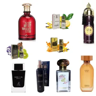 Fragrance World Amber D'OR + Maison Alhambra Dark Door Sport + Otoori Jameela + My Perfumes Soul Mate Intense + Otoori Musk + My Perfumes Love More Worry Less + 3 μίνι αρωματικά έλαια
