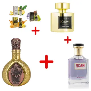 Lattafa Masa + Estiara Scam + Estiara Krown + 3 μίνι αρωματικά έλαια 